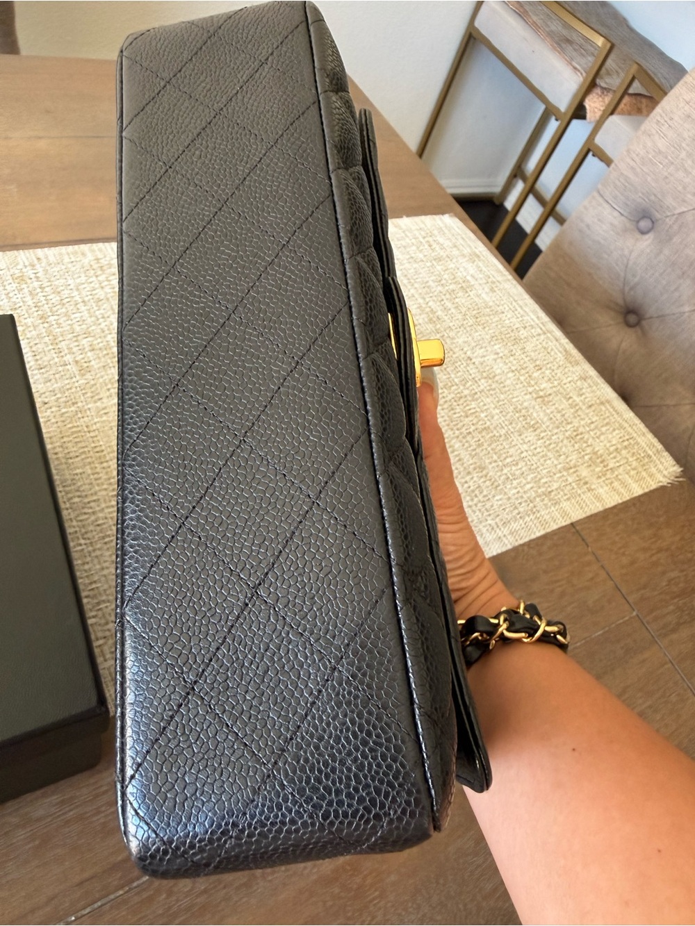 CHANEL Black Quilted Medium Caviar Shoulder Bag with Gold CC Hardware - Picture 8 of 14